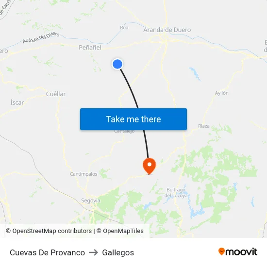 Cuevas De Provanco to Gallegos map