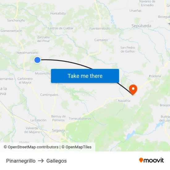 Pinarnegrillo to Gallegos map