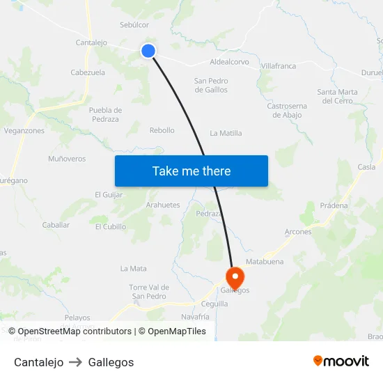 Cantalejo to Gallegos map