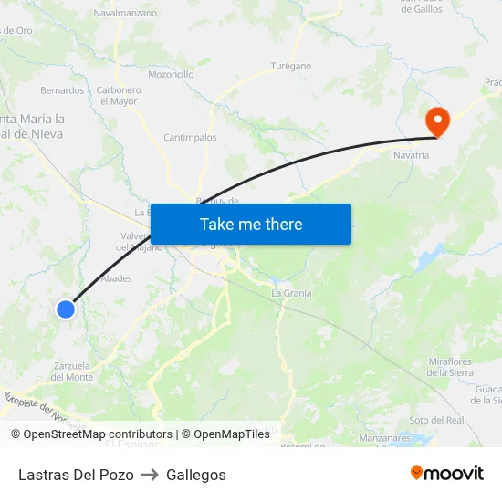 Lastras Del Pozo to Gallegos map