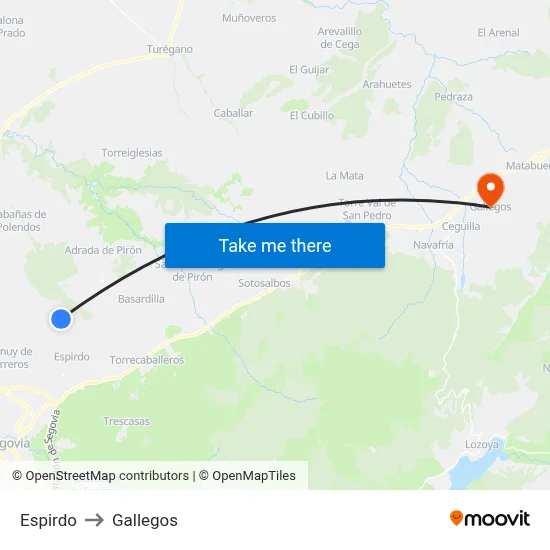 Espirdo to Gallegos map