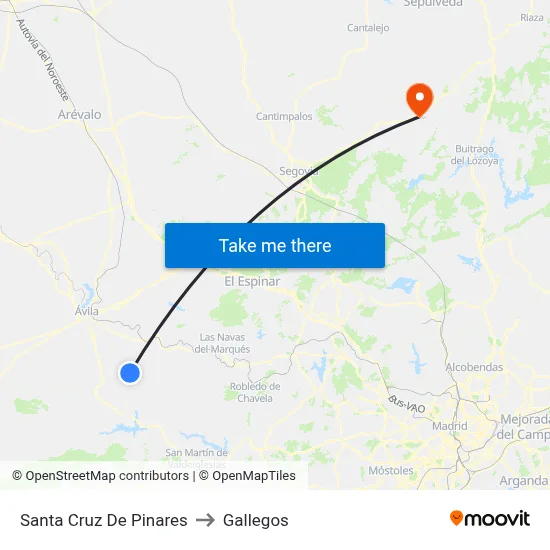 Santa Cruz De Pinares to Gallegos map