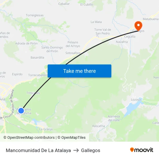 Mancomunidad De La Atalaya to Gallegos map