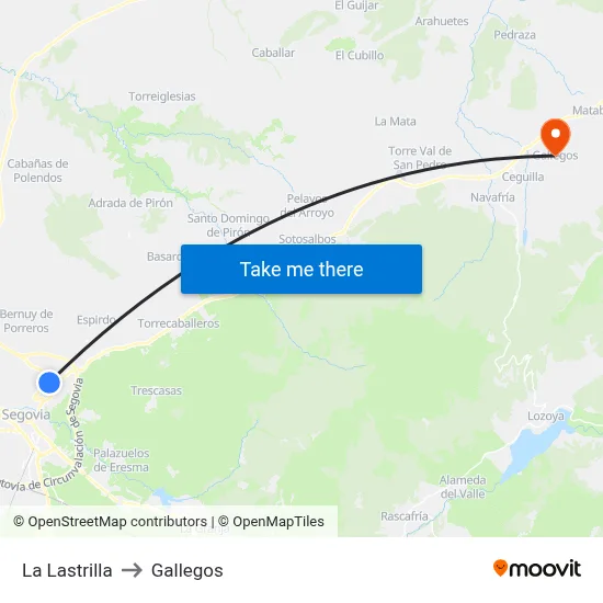 La Lastrilla to Gallegos map
