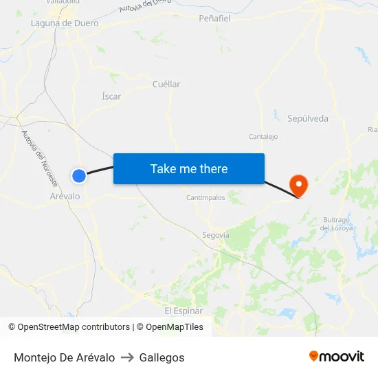 Montejo De Arévalo to Gallegos map