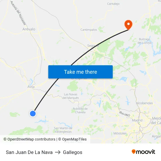 San Juan De La Nava to Gallegos map