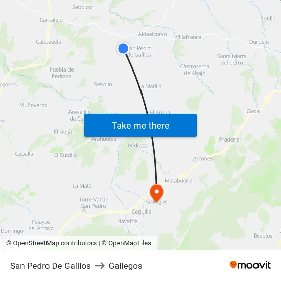 San Pedro De Gaíllos to Gallegos map