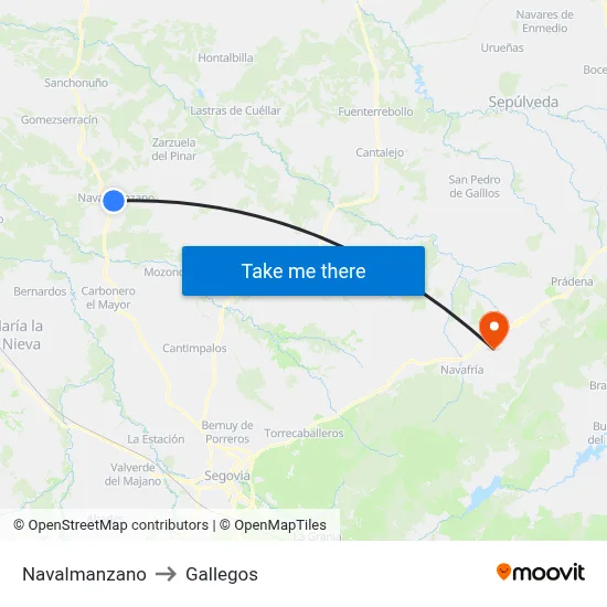 Navalmanzano to Gallegos map