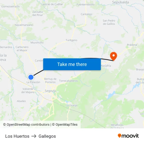 Los Huertos to Gallegos map