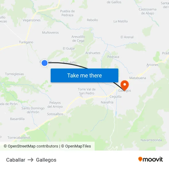 Caballar to Gallegos map