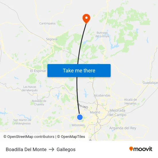 Boadilla Del Monte to Gallegos map