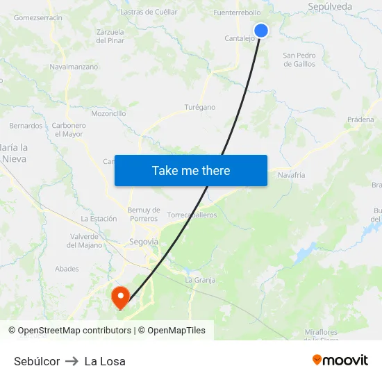 Sebúlcor to La Losa map