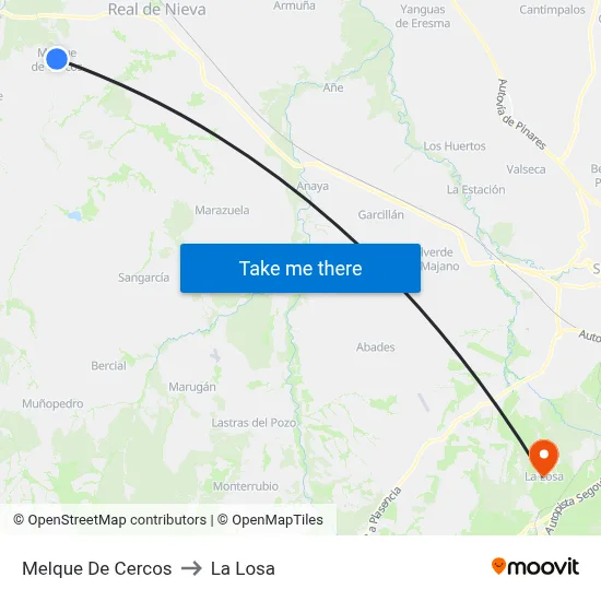 Melque De Cercos to La Losa map