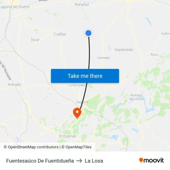 Fuentesaúco De Fuentidueña to La Losa map