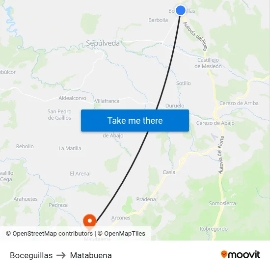 Boceguillas to Matabuena map
