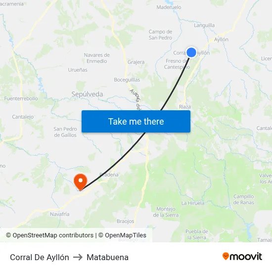 Corral De Ayllón to Matabuena map