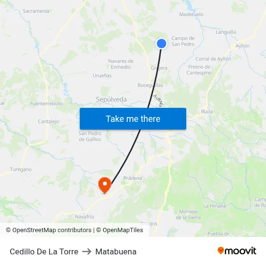 Cedillo De La Torre to Matabuena map