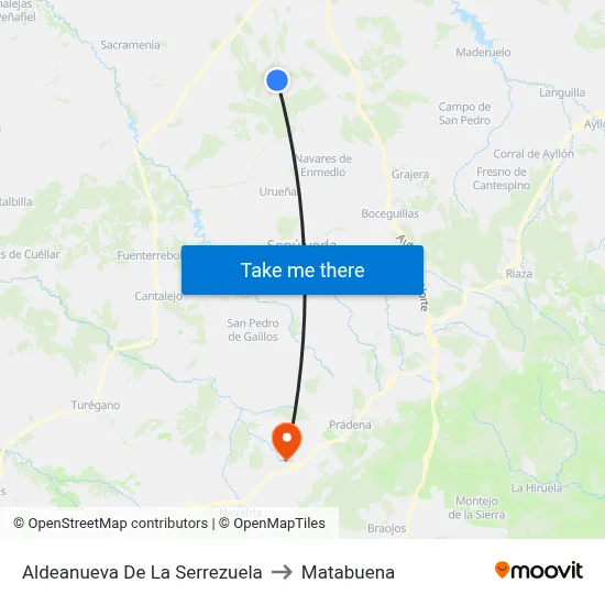Aldeanueva De La Serrezuela to Matabuena map