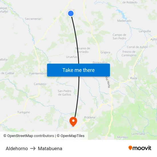 Aldehorno to Matabuena map