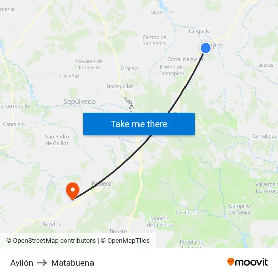 Ayllón to Matabuena map
