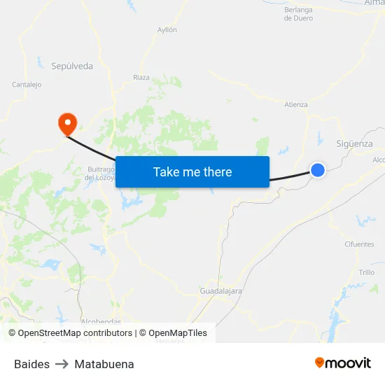 Baides to Matabuena map