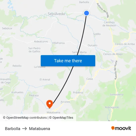 Barbolla to Matabuena map