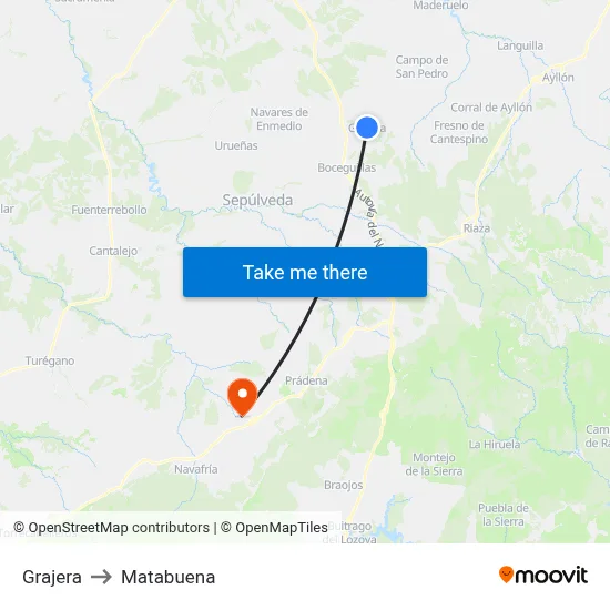 Grajera to Matabuena map
