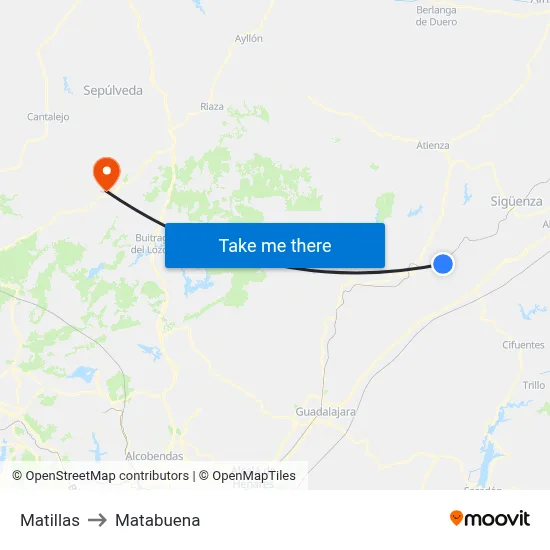 Matillas to Matabuena map