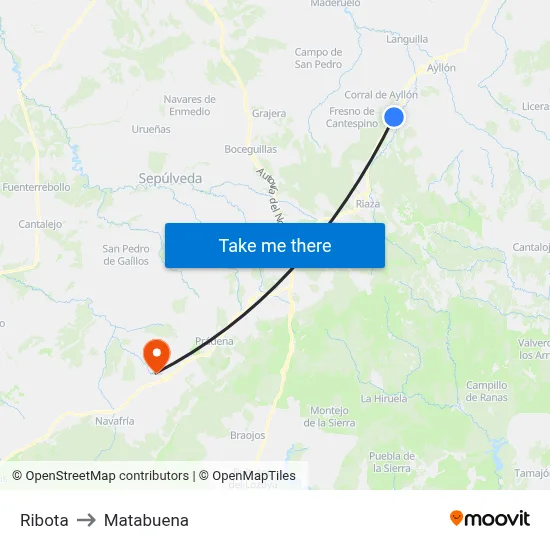 Ribota to Matabuena map