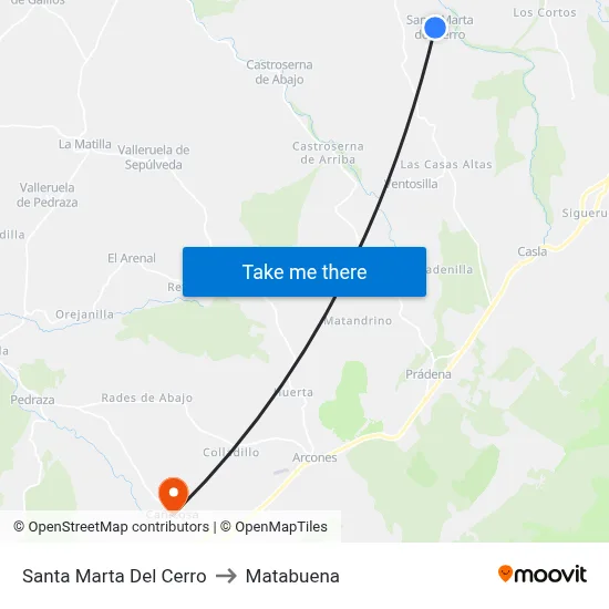 Santa Marta Del Cerro to Matabuena map