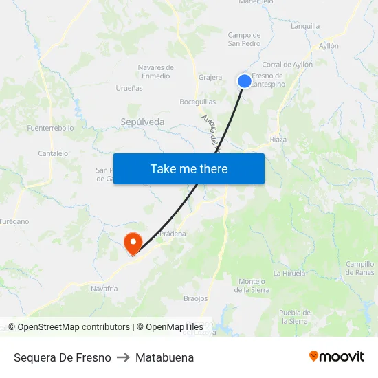 Sequera De Fresno to Matabuena map
