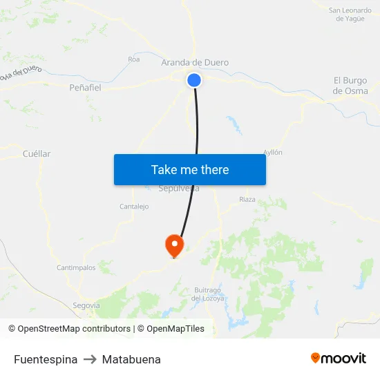 Fuentespina to Matabuena map