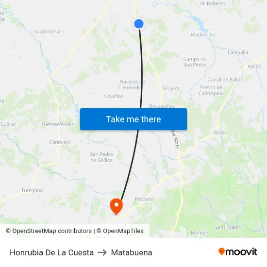Honrubia De La Cuesta to Matabuena map