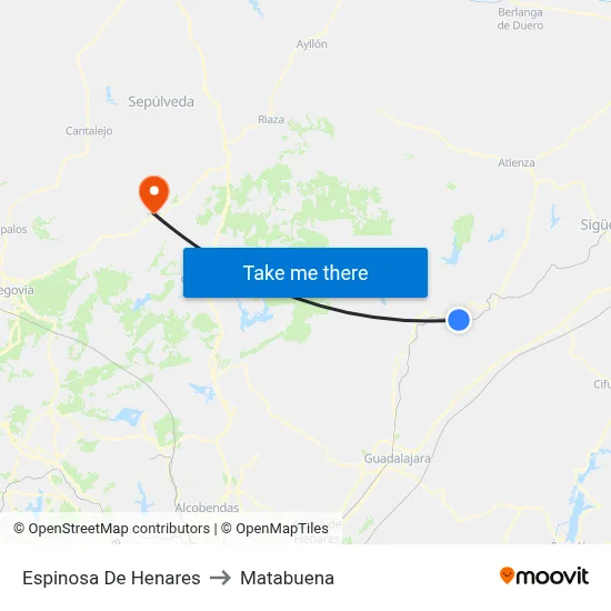 Espinosa De Henares to Matabuena map