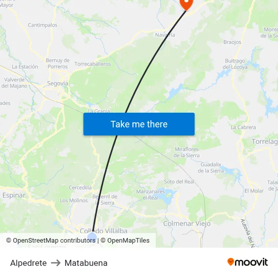 Alpedrete to Matabuena map
