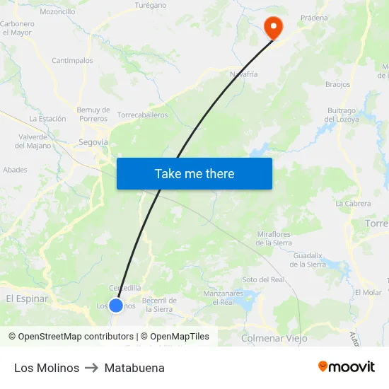 Los Molinos to Matabuena map