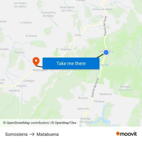 Somosierra to Matabuena map