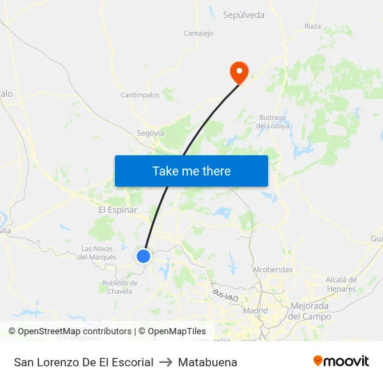 San Lorenzo De El Escorial to Matabuena map