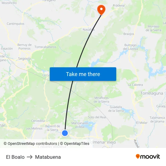 El Boalo to Matabuena map