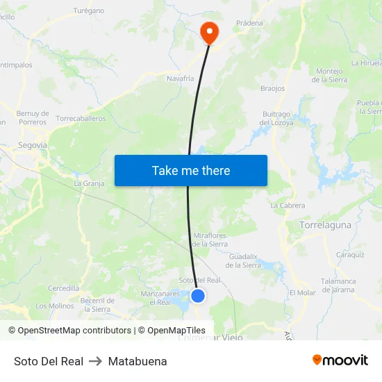 Soto Del Real to Matabuena map
