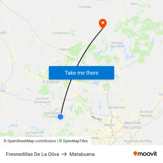 Fresnedillas De La Oliva to Matabuena map