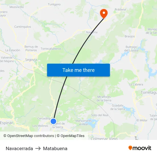 Navacerrada to Matabuena map