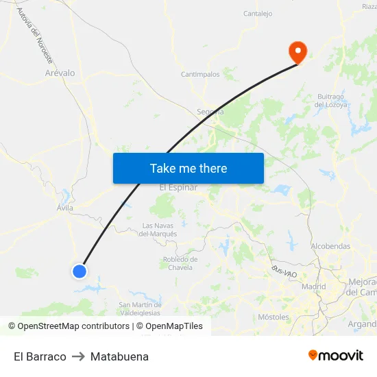 El Barraco to Matabuena map