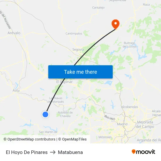 El Hoyo De Pinares to Matabuena map