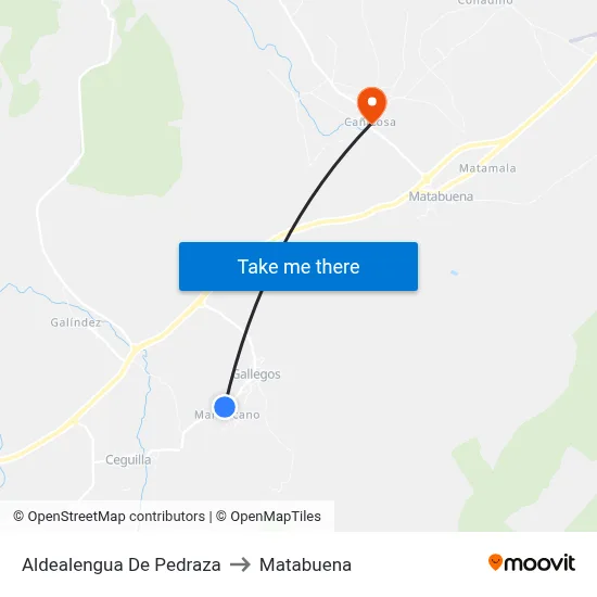 Aldealengua De Pedraza to Matabuena map