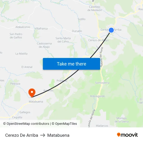 Cerezo De Arriba to Matabuena map