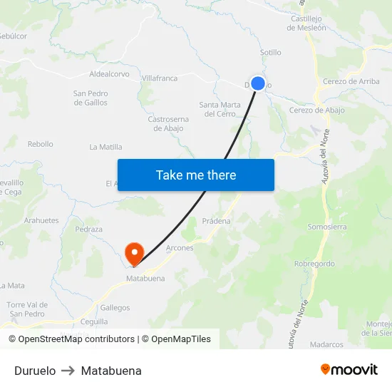 Duruelo to Matabuena map