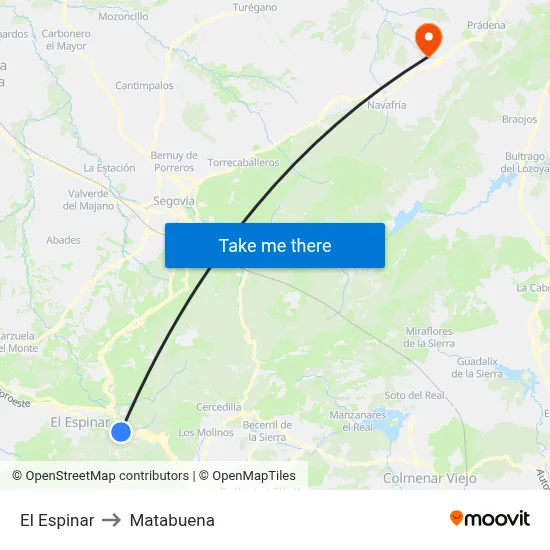 El Espinar to Matabuena map
