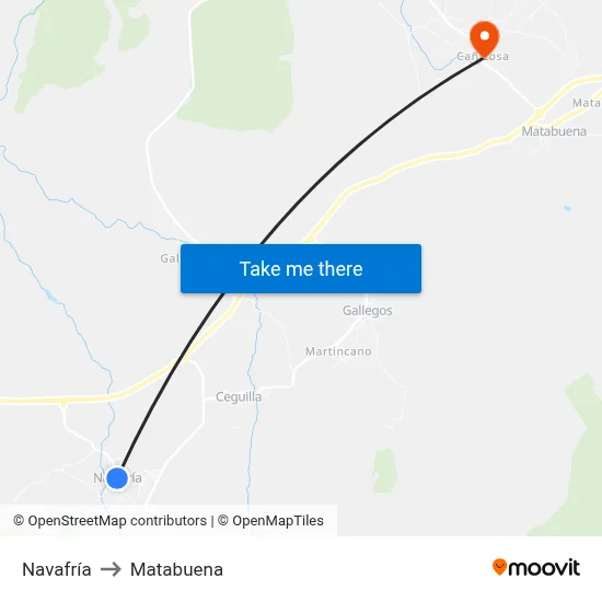 Navafría to Matabuena map