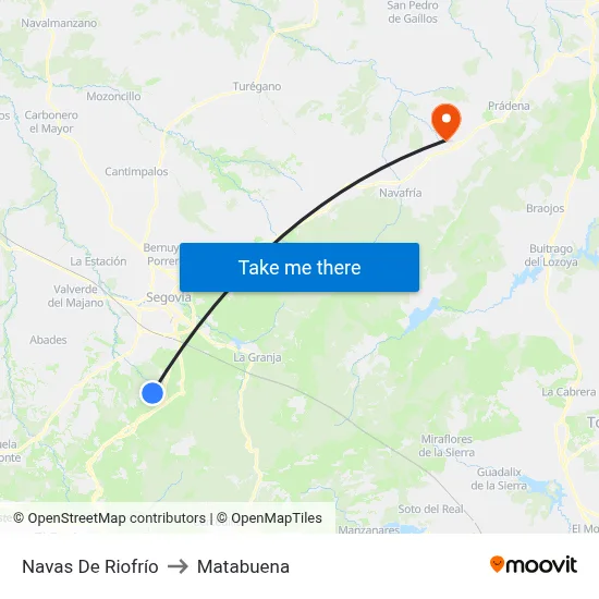 Navas De Riofrío to Matabuena map